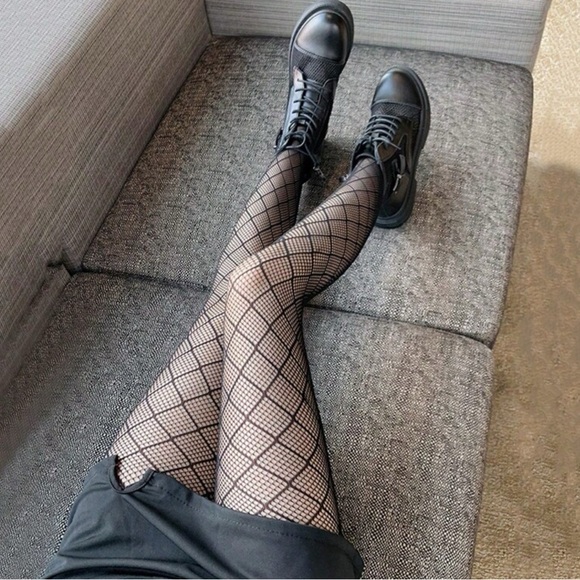 Women Black INS Style Thin Sheer Tights, Breathable Mesh Fishnet Stockings - Picture 6 of 9